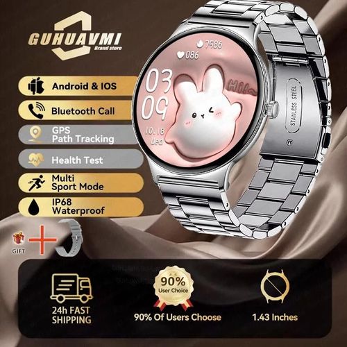 Silver Steel - Ultra Ladies Watch - 2025 Nouvelle Montre Intelligente Pour Les Femmes Cadeau 1.43 Pouces Plein Écran Tactile Sport Fitness Montres Bluetooth Appels Numérique Smartwatch Dames