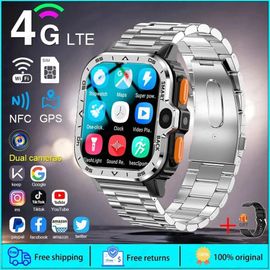 Silver Steel - 4g Ram And 64g Rom - 2025 Nouveau Wifi 5g Carte Sim Montre Intelligente Gps Navigation Hd Double Caméra 64/16gb Mémoire Wifi Étanche Téléphone Smartwatch Android