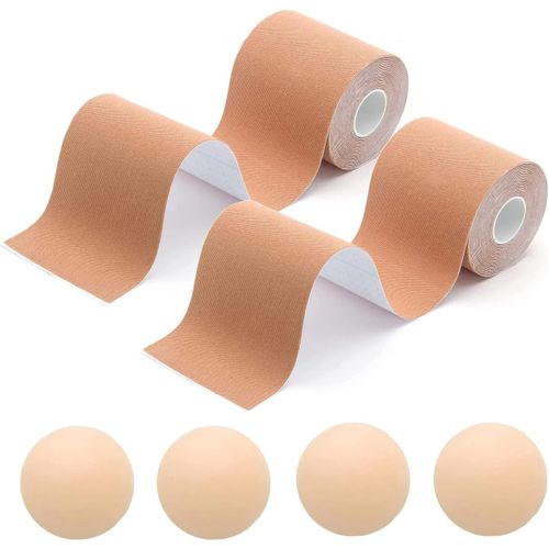 Breast Lift Tape With 2 Pairs Silicone Nipple Covers Invisible Bob Tape For Big Breasts A-G Cup
