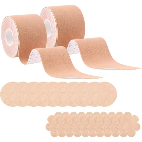 2 X Boob Tapeet And 10 Pairs Of Breast Nipple Covers,Boob Tape,Bra Tape,Bra Tape,Breast Lift Tape,With 5 Pairs Of Nipple Covers,For A-E Wide Breast Bonnet