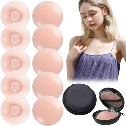 Cache-Tétons,10pcs Protège-Tétons Invisibles,Cache Teton En Silicone,Cache Teton Femme,Couvre Seins Mamelons Invisibles Étanches,Cache-Tétons Adhésifs S En Silicone,