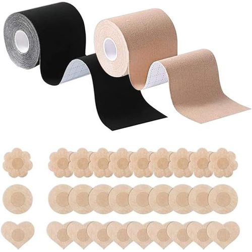 Ruban Adhésif Pour Poitrine Push Up Soutien-Gorge Invisible Dos Nu Avec 30 Pastilles Cache Mamelons Brassière Sans Bretelles Pour Robe De Soirée Et Maillot De Bain