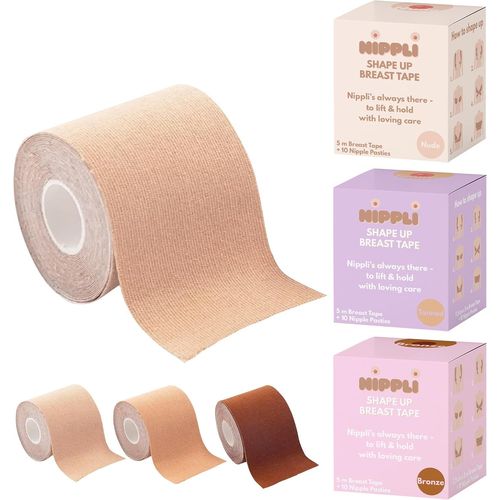Shape Up Breast Tape U2013 Tape Poitrine 7,5 Cm X 5 M,Incl. 10 Coussinets U2013 Maintien Parfait Sans Soutien Gorge Invisible U2013 Bande Poitrine Femme Résistant À L'humidité & Extra Large