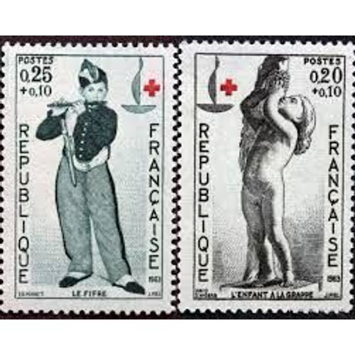 Au Profit De La Croix Rouge : Centenaire : David D'Angers Et Manet La Paire Année 1963 N° 1400 1401 Yvert Et Tellier Luxe