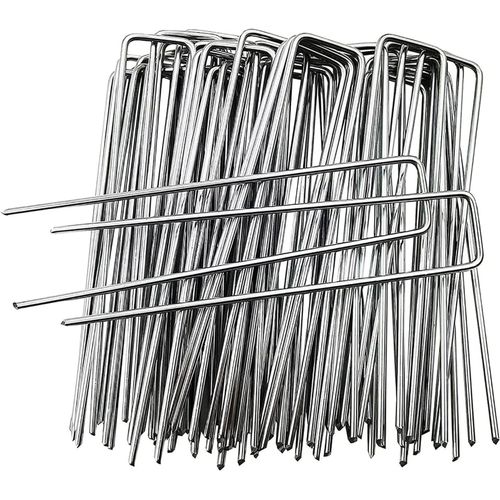 Kalanka-50pcs Piquets De Jardin En Forme De U 150 Mm X 30 Mm, Piquets De Fixation En Acier Galvanisé Pour Toile De Paillage, Agrafes De Jardin Pour Bâche Anti-Mauvaises Herbes - Anti-Rouille