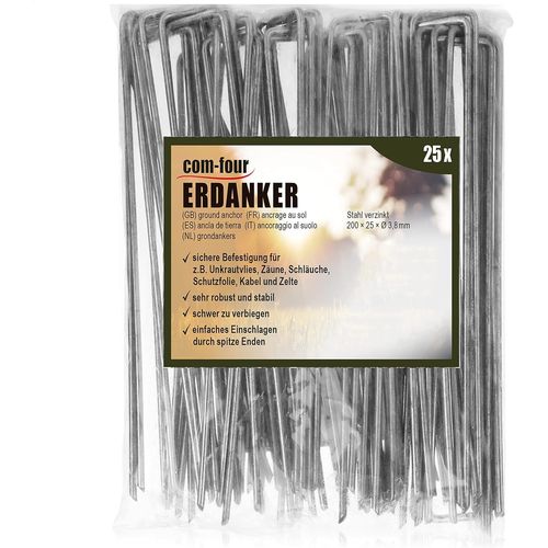 KALANKA-® 25x Ancrages de Sol en Acier revêtu - piquets de Sol Robustes pour la Fixation de Toiles et de Feuilles (025 pièces - 200x25x3.8mm)