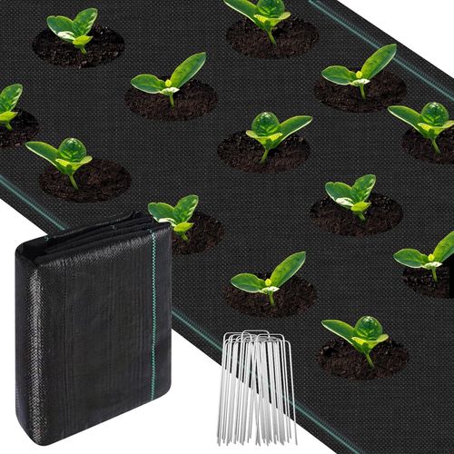 Kalanka-Toiles De Paillage 2m X 3 M Avec 20 Pcs De Piquets Contre Les Mauvais Herbes,Tissu Anti-Mauvaises Herbes Respirant Bâche De Sol Pour Terrasse, Jardin, Paysage