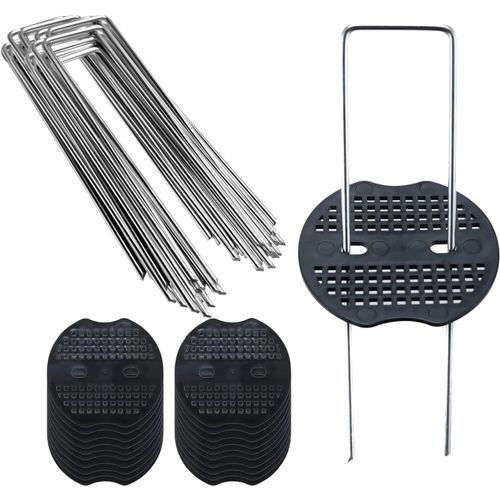 Kalanka-Lot De 50 Crochets En Toile Anti-Mauvaises Herbes + 50 Rondelles (150 X 40 Mm, Ø 2,5 Mm) - Ancrage Au Sol Galvanisé Anti-Rouille - Piquets En Acier Pour La Fixation De Toiles Anti-Mauvaises
