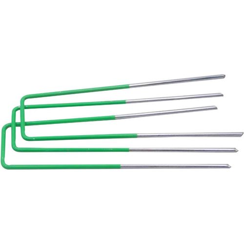 KALANKA-Piquets de Fixation, Lot de 20 Piquets d'ancrage au Sol en Acier Galvanisé Anti-Rouille, 150 x40 mm, 3 mm de Diamètre