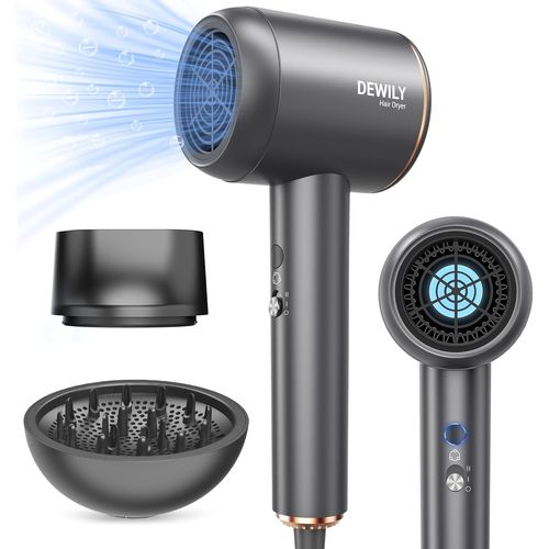 KALANKA-Seche Cheveux Ionique Professionnel, 1800W Puissant Seche Cheveux avec Diffuseur Cheveux Bouclés et Concentrateur, 4 Températures 2 Vitesse, Petit Seche Cheveux Voyage Hair Dryer Famille Salo