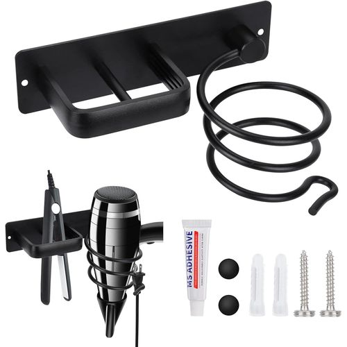 KALANKA-Porte Sèche Cheveux et Support de Lisseur,Support Seche Cheveux avec Range-Câbles,Support Mural pour Organisateur de Sèche-Cheveux pour Hôtel de Chambre à Coucher de Salle de Bain