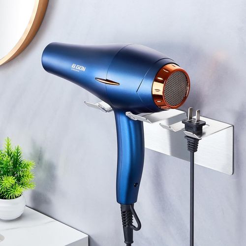 KALANKA-Porte Sèche Cheveux, Support de Seche Cheveux Mural sans Percage, Support Seche Cheveux Inoxydable, Auto-adhésif Porte Sèche Cheveux et Lisseur pour Salle de Bain, Salon de Coiffure