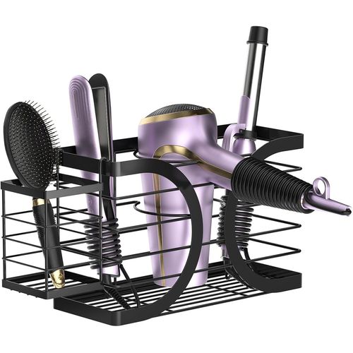 KALANKA-Support pour sèche-cheveux - Support de rangement pour sèche-cheveux, fer à friser et brosse - Noir