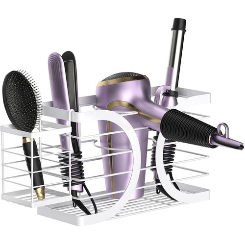 KALANKA-Support pour sèche-cheveux - Support de rangement pour sèche-cheveux, fer à friser et brosse - Blanc