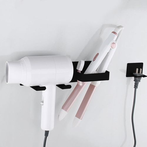 KALANKA-Porte Sèche Cheveux, Support de Lisseur avec Range-Câbles, Support Mural pour Organisateur de Sèche-Cheveux Multifonction pour Hôtel de Chambre à Coucher de Salle de Bain, Barbershop (Noir)
