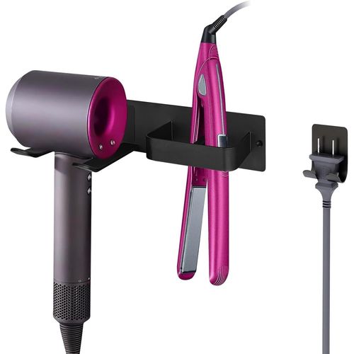 KALANKA-Support pour Sèche-Cheveux, Accessoires pour Station De Sèche-Cheveux à Fixation Murale, Support pour Lisseur, Organisateur D'outils De Coiffure pour La Salle De Bain, Support De Rangement