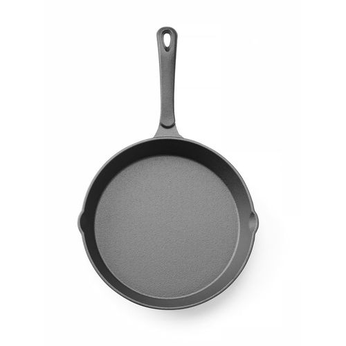 KALANKA-Poêle en fonte, avec 2 becs verseurs, poêle à frire pour four, feu, cuisinière à gaz, induction, électrique, plaque vitrocéramique, grill, barbecue, poignée: 165mm, ø250x(H)40mm