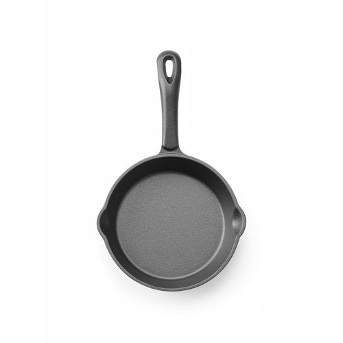 KALANKA-Poêle en fonte, avec 2 becs verseurs, poêle à frire pour four, feu, cuisinière à gaz, induction, électrique, plaque vitrocéramique, grill, barbecue, poignée: 120mm, ø165x(H)35mm