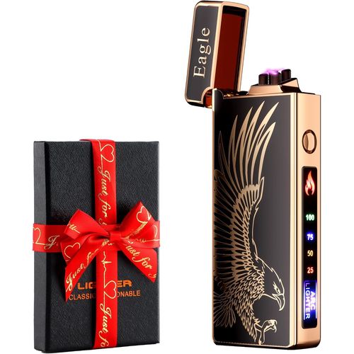 KALANKA-\u2013 Briquet électrique personnalisable, résistant au vent, rechargeable par USB, double arc, pour le camping, cadeau de la Saint-Valentin (aigle)