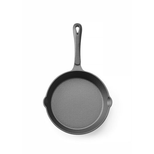 KALANKA-Poêle en fonte, avec 2 becs verseurs, poêle à frire pour four, feu, cuisinière à gaz, induction, électrique, plaque vitrocéramique, grill, barbecue, poignée: 120mm, ø200x(H)40mm