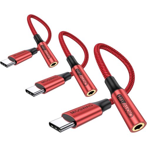 KALANKA-Adaptateur de Prise de Casque à 3,5mm, Adaptateur Écouteur USB C Jack 3.5mm en Nylon, Adaptateur Jack USB Type C avec DAC pour Samsung Galaxy s24 22 S20 Ultra S20, Pixel 4 3 2 XL, iPad Pro