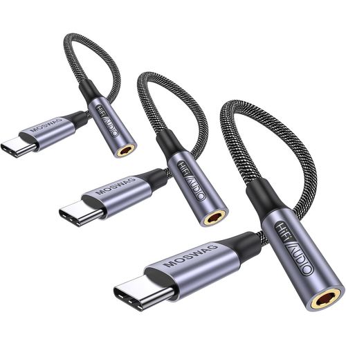 KALANKA-Adaptateur de Prise de Casque à 3,5mm, Adaptateur Écouteur USB C Jack 3.5mm en Nylon, Adaptateur Jack USB Type C avec DAC pour Samsung Galaxy s24 22 S20 Ultra S20, Pixel 4 3 2 XL, iPad Pro