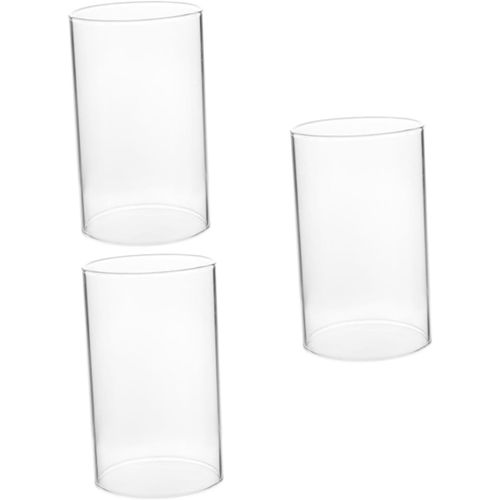 KALANKA-3 Pcs Ombre De Tube Clair et Ouvert Verres Vase Cylindrique Couvercle De Cylindre De Bougeoirs Cylindriques Haut Verre Borosilicate