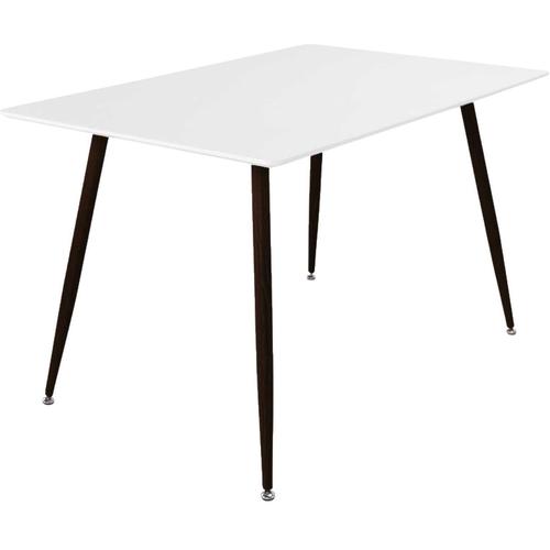 Table De Repas En Mdf Et Acier 120 X 80 Cm Polar Blanc Avec Pieds Noirs