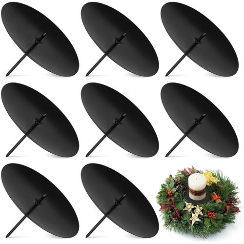 KALANKA-8 Pcs Porte Bougie l'Avent, 6cm Noir Métal Support Bougie, Bougeoirs pour Décorer Couronnes, Chandelier Noel pour Décorer des Couronnes Noël DIY Décoration de Table