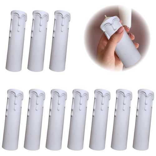 KALANKA-Bougies Lustre Tubes, Lustre Bougies Couvre, Couvercle de Bougie Manchon, Anti-Goutte Manchon, Douille de Bougie en Plastique, Fourreau de Bougie, pour Remplacer Lustres Appliques, 10 Pièces