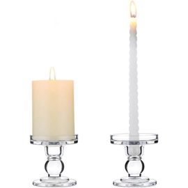 KALANKA-2 Pcs Verre Chandelier Et Pilier Titulaire, 8cm Hauteur Cristal Fenêtre Bougies Stand, pour Mariage Et Table De Centre De Table Décoration De La Maison
