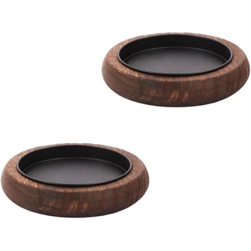 KALANKA-Assiettes de Bougeoirs Rond,2 PCS Decoratif Bougeoirs Ronds en Bois Dessous de Bougie Support Bois pour Bougie Ronde pour Tenir des Bougies ou des Tasses de Café