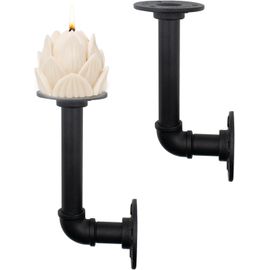 KALANKA-Lot de 2 Chandeliers Muraux en Métal Bougie Appliques décoration Murale Support Mural pour Salon, Chambre, Salle à Manger Noir