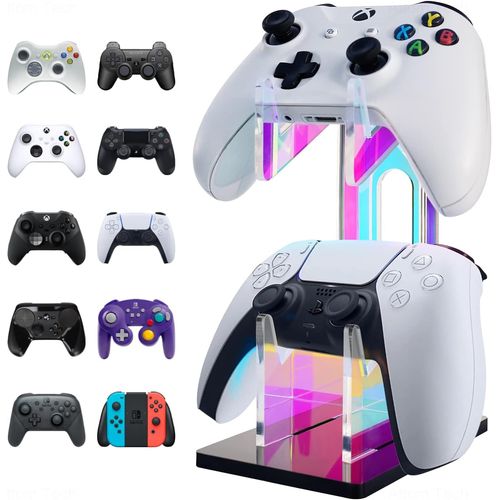 Support Universel En Acrylique Irisé À 2 Niveaux Pour Manette De Jeu Ps5 Xbox One Switch Accessoires De Jeu Antidérapant Transparent