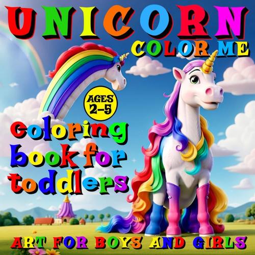 Magical Unicorn Coloring Book For Toddlers: 40 Illustrations -Color Me | Black Sided - Pages With Additional Images In High Contrast To View For Children Art For Boys And Girls Ages 2-5