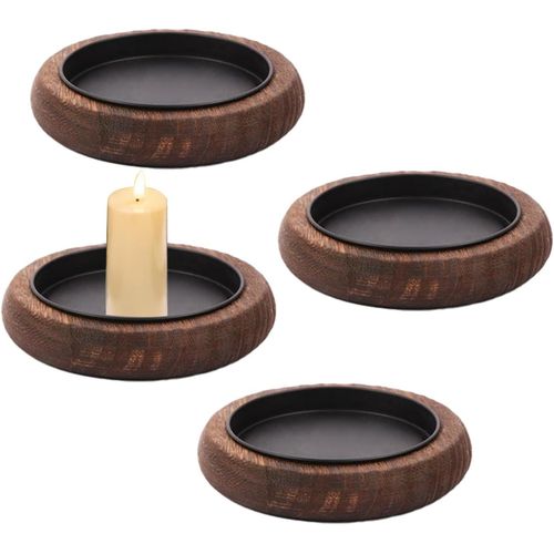 KALANKA-Bougeoir, 4 Pièces Support Bougie,Porte Bougie,Coupelle Bougie pour Bougies de Diamètre de 8 cm Dessous de Verre en Bois pour Bougies de Baptême Bougies de Mariage pour Décorer ou comme Cadea