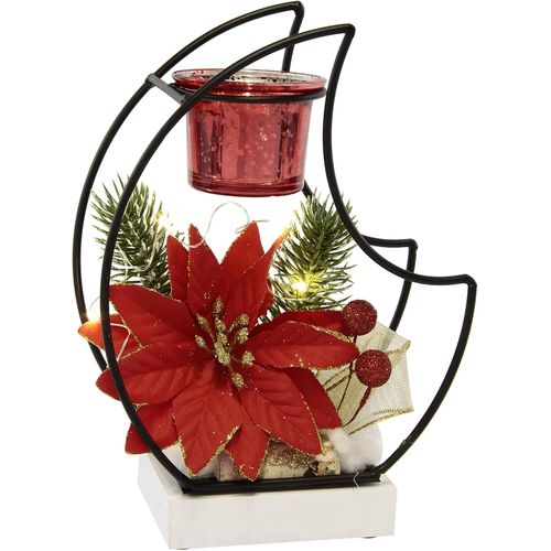 KALANKA-Photophore décoratif en métal avec Insert en Verre - Étoile de Noël - Branches de Sapin - Lumière d'ambiance - Décoration de Noël - Décoration de Table - Ornements - Image 3D