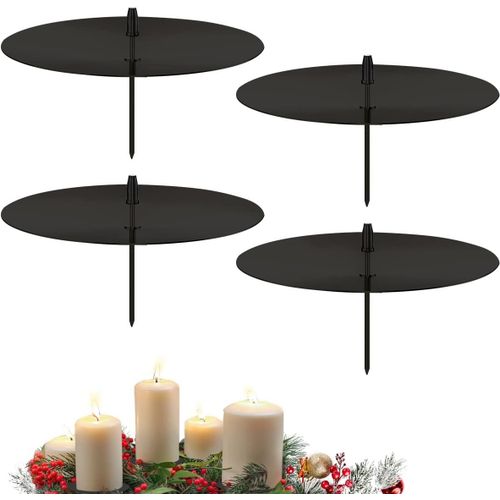 KALANKA-Bougeoirs Noël de l'Avent 6cm, Lot de 4 Bougeoirs, Supports de Bougie avec Pic, Bougeoir en Métal pour Décorer des Couronnes, Chandelier Noel, Couronne de l'Avent Décorée Bougie Fixe