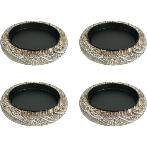 KALANKA-Bougeoirs Bois Lot de 4, Plateau pour Bougie, Support de Bougie Chandelier Rond Baroque pour Saint-Valentin Centre de Table Dîner Mariage Noël (Style A)