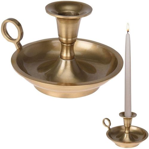 KALANKA-Bougeoir Chandelier de Chambre avec Anse en Aluminium de Couleur dorée Style rétro pour Bougies à Tige