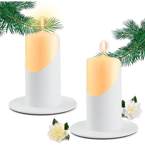 KALANKA-Bougie Chandelier Noir, Bougeoirs Chandelier Bougeoir Bougies De Table Retro Candélabres Bougeoir Noir Iron Bougeoirs Détenteur Plaques De Bougie en Métal Candle (White)