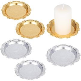 KALANKA-Set 6Pcs Chandelier en Plaque de Fer Diamètre 15cm Chandelier Rond Argent et Or Chandelier Décoratif Chandelier Chandelier en Fer Plaque Métallique pour Table Basse Comptoir Home Decor