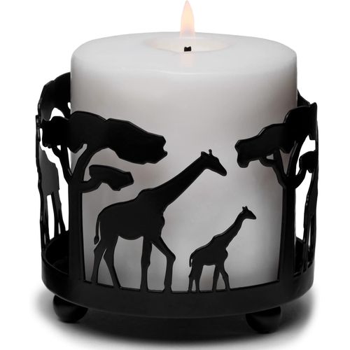 KALANKA-- Bougeoir Girafe pour décoration de Chambre | Bougeoirs Animaux de Safari pour Salon | Bougeoirs Noirs ¿ Bougeoir Pilier pour décoration d'intérieur, Salon (Motif Girafe)