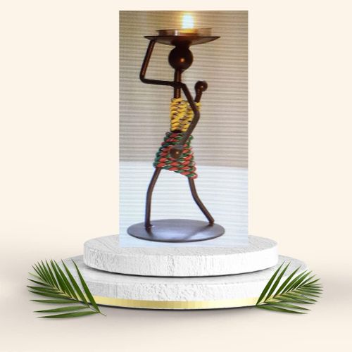 KALANKA-Porte-Bougie Décoration Ethnique Chandelier Figurine Design Africain Bougeoir Vintage Décoration d'intérieur pour Salon Chambre, Cuisine;