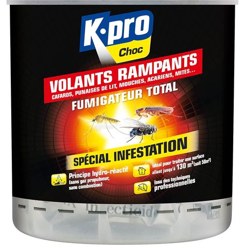 KALANKA-Choc - Fumigateur Total - Élimine Tous Les Insectes Volants & Rampants - Spécial Infestation - Action Radicale - Technique Professionnelle - Pour 130m3-10g