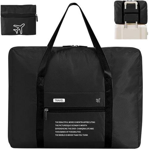 KALANKA-42x35x17Sac de Sport en Bagage de Voyage Cabine Avion Pliable Homme Femme Sac Baggage Valise Weekend-Beige-Black