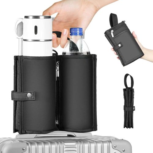 Kalanka-Porte-Boisson Pliable Portable, Convient Pour Poignée De Valise, Peut Contenir Deux Tasses À Café, Accessoire De Bagage Universel Pour Le Personnel De Cabine, Les Voyageurs D'affaires (Noir)