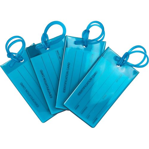 KALANKA-Lot de 4 Étiquettes de Bagages | Étiquettes pour Valises, Sacs à Dos, Sacs de Voyage, Sacs de Sport, Bagages Cabine et Plus | Flexibles & Couleurs Vives | Étiquettes de Voyage Bleues