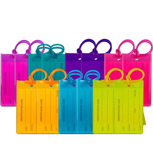KALANKA-Lot de 14 Étiquettes de Bagages | Étiquettes pour Valises, Sacs à Dos, Sacs de Voyage, Sacs de Sport, Bagages Cabine et Plus | Flexibles & Couleurs Vives | Étiquettes de Voyage Multicolores