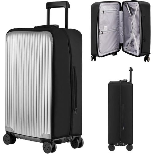 KALANKA-Housse de Valise en PVC Transparent, Housse de Protection pour Bagages, Élastique Bagages Couverture, Housses Valise Protection de Voyage, Imperméable Trolley Case Cover (Noir, 20 Pouce)